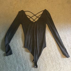 Gray Long sleeve bodysuit forever 21